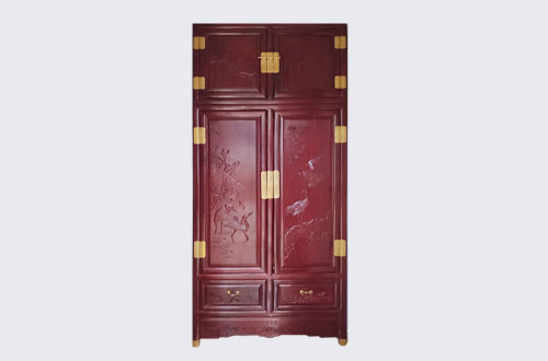 汉中高端中式家居装修深红色纯实木衣柜