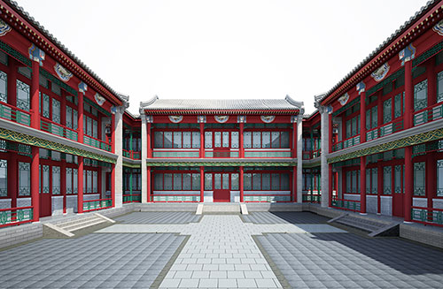 汉中北京四合院设计古建筑鸟瞰图展示