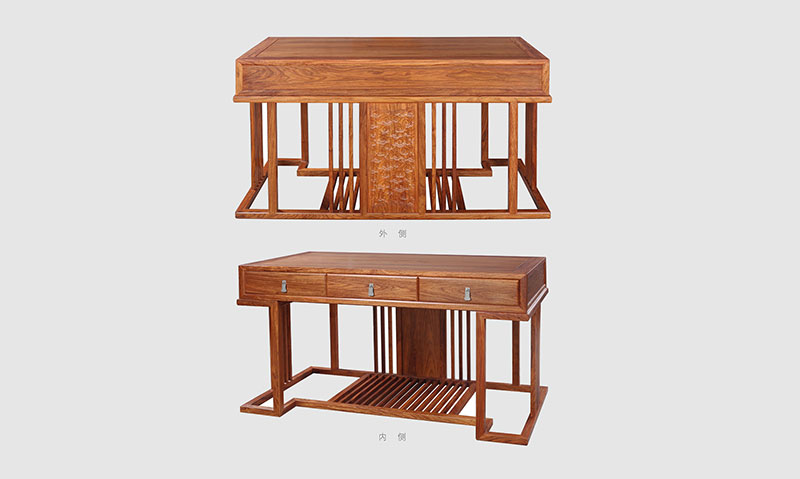 汉中 别墅中式家居书房装修实木书桌效果图